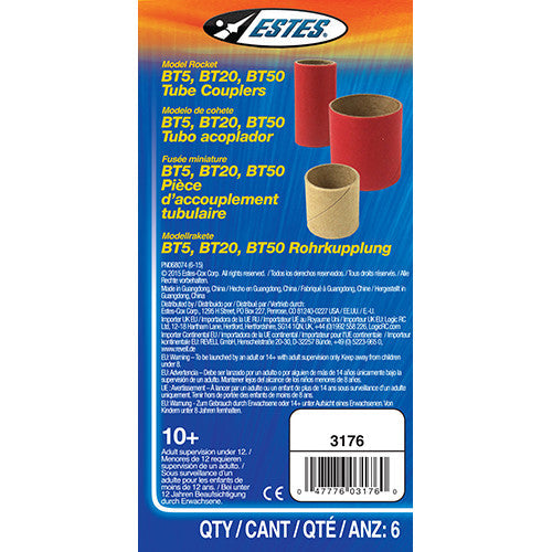 Estes - BT5, BT20, BT50 Body Tube Couplers, for Model Rockets