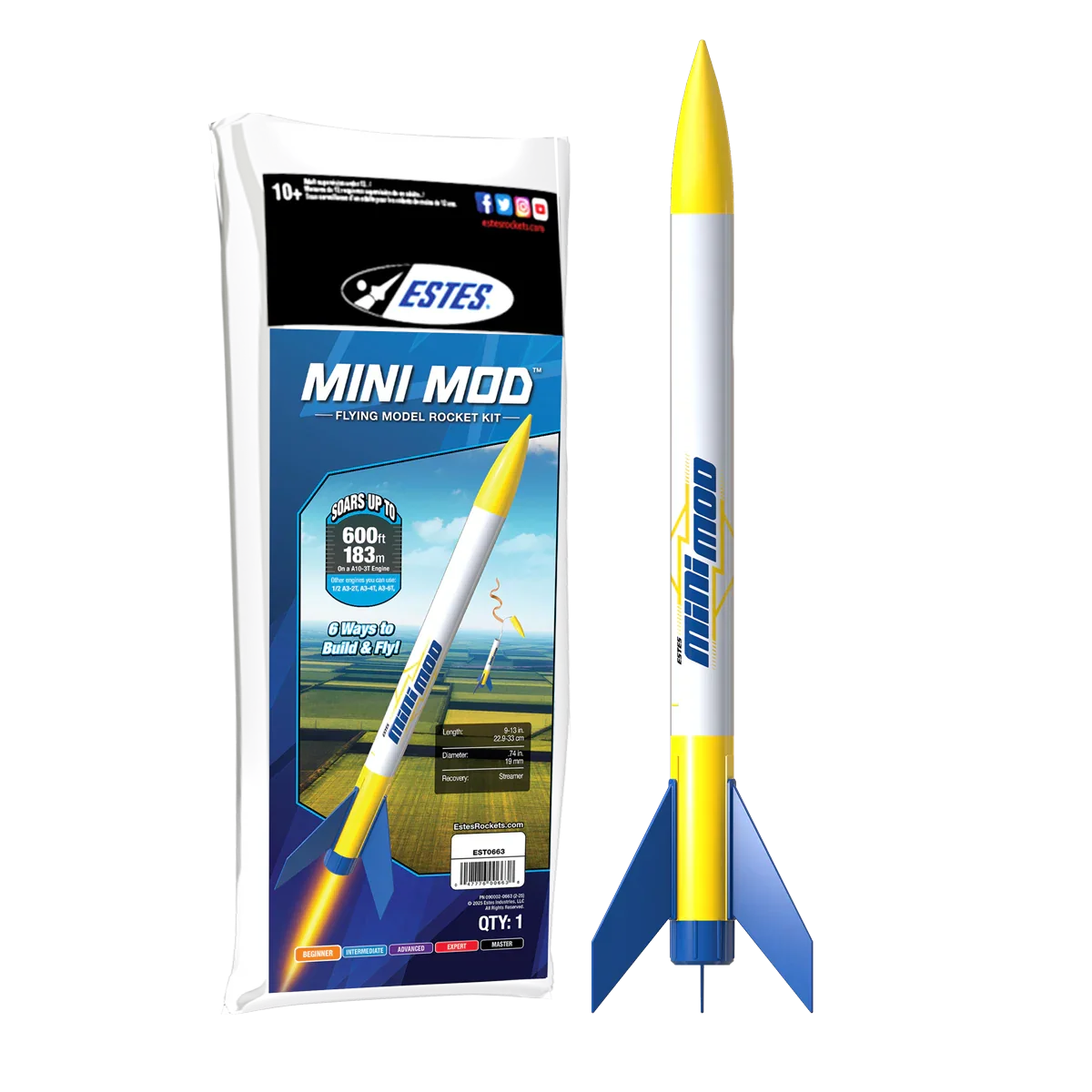 Estes Rockets - Mini Mod™Rocket-Building Kit, Advanced Flying-Rocket-Model Kit for Ages 10+