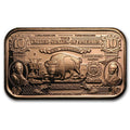 1 oz Copper Bar - $10 Bison Note