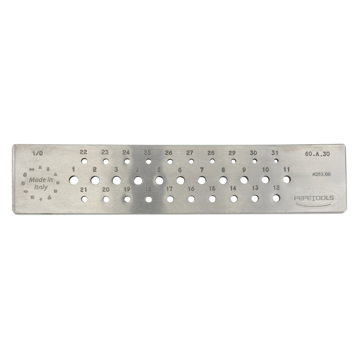 Round Wire Draw Plate, 6mm - 3mm, 31 Holes, Hardened Steel
