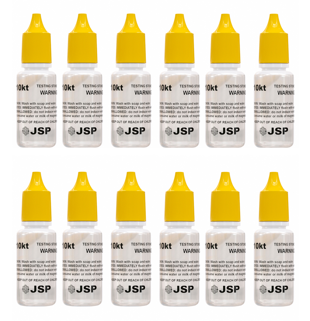 12 Bottles of JSP 10K Gold Metal Test Acid Karat Testing Liquid Solution Jewelry Tester
