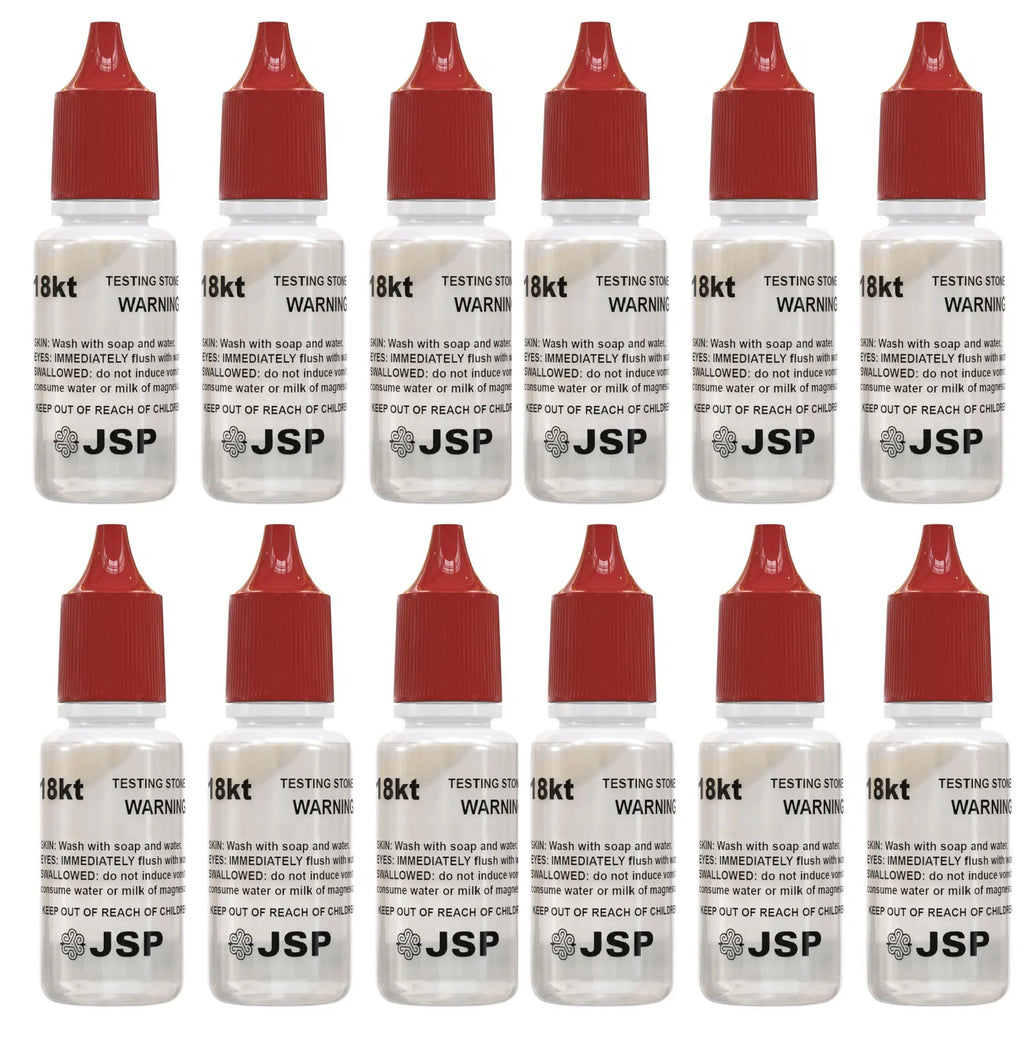 36 Bottles of JSP 14K & 36 Bottles of JSP 18K Gold Metal Test Acid Karat Testing Solution Jewelry Tester Metals Kit