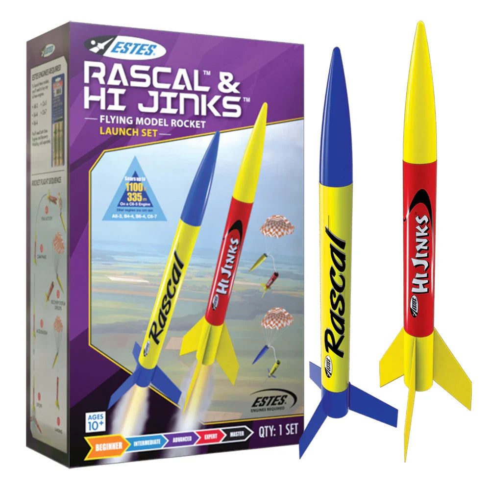 Rascal™ & HiJinks™ Launch Set - Rocket-Building Kit, Beginner Flying-Rocket-Model Kit for Ages 10+