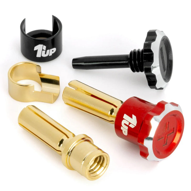 Lockdown Adjustable Bullet Plugs - 4mm - Red/Black