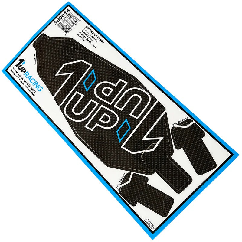 1UP Racing - Twin 1up Outline Logo Reusable CF Look Chassis Skin - AE B7
