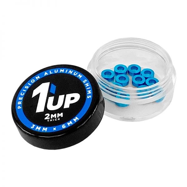 1UP Racing - 3x6x2mm Precision Aluminum Shims, 1UP Blue, (12 pcs)