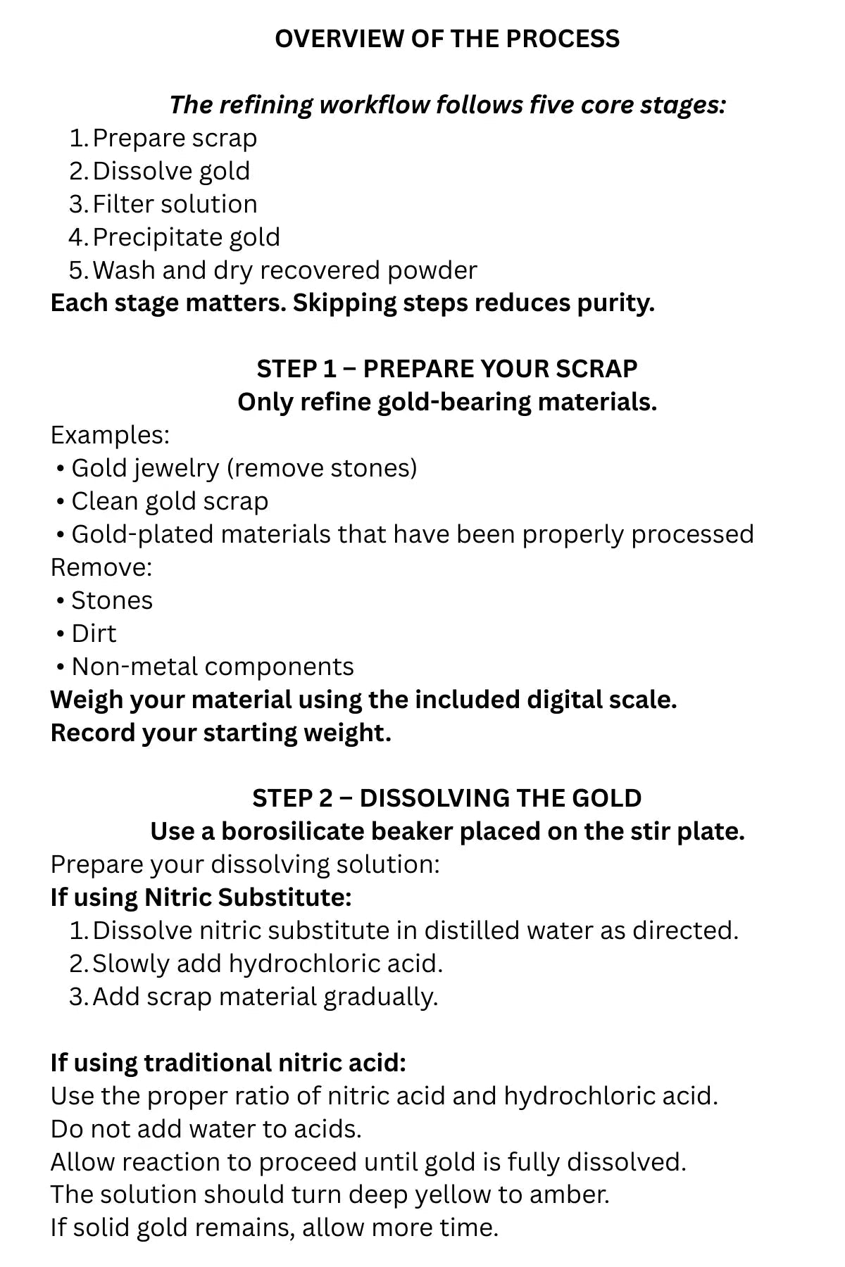 Complete Gold Recovery & Refining System – Beginner Chemical Refining Kit