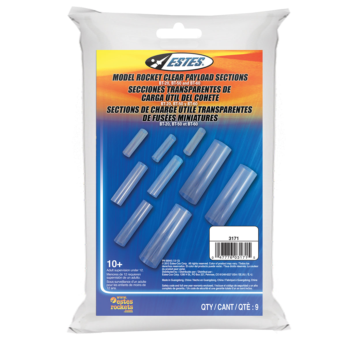 Estes - Clear Payload Section Assortment, for Model Rockets