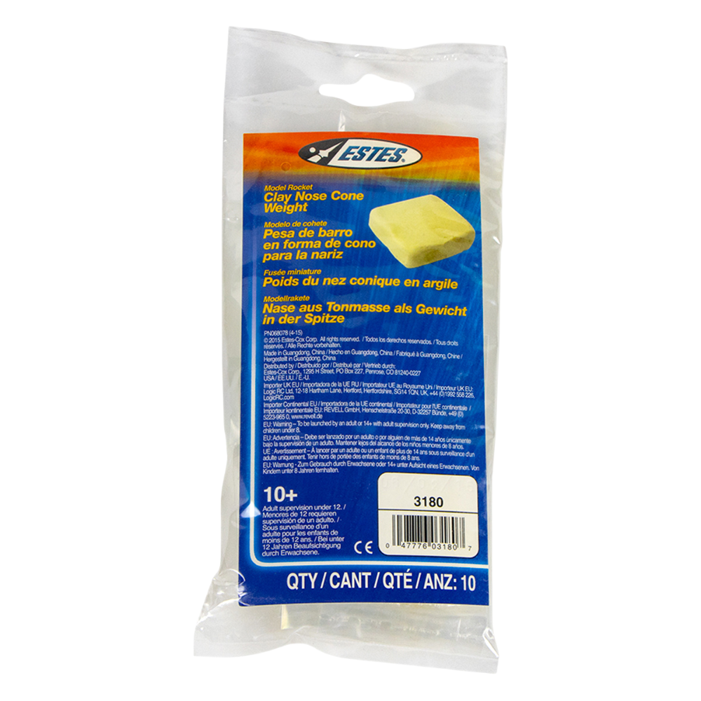 Estes - Clay Nose Cone Weight, for Model Rockets, (10pk)