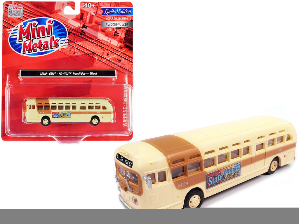 GMC PD-4103 Transit Bus #948 Beige "MTA Miami" 1/87 (HO) Scale Model by Classic Metal Works