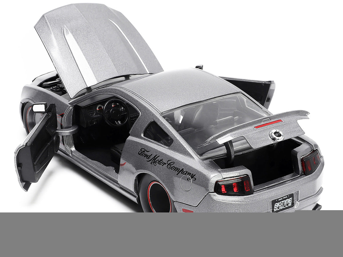 2010 Ford Mustang GT Gray Metallic with Flames "Ford Motor Company" "Bigtime Muscle" Series 1/24 Diecast Model Car by Jada