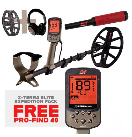 Minelab X-Terra Elite Metal Detector Expedition Pack Powered by Multi-IQ