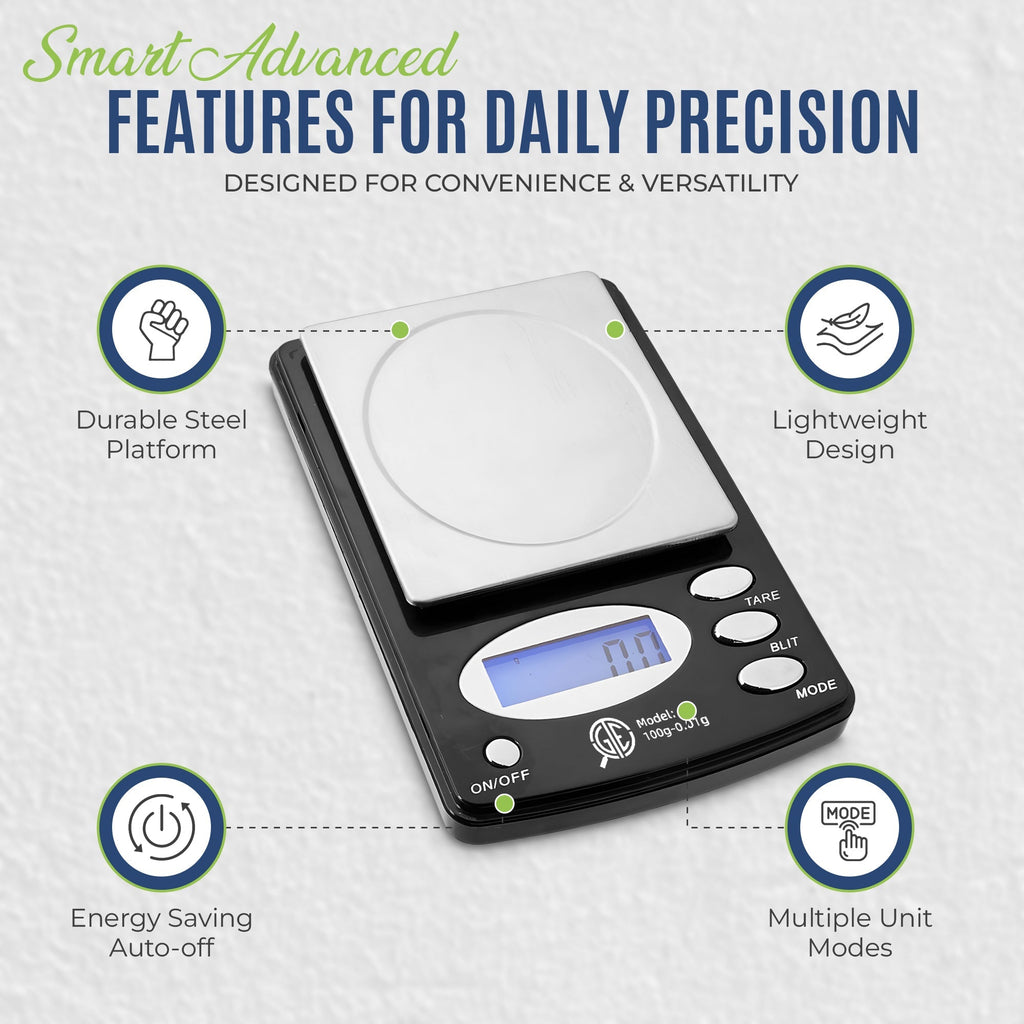 GTE 100AX Professional Digital Jewelry Scale – 6 Modes: g, oz, gn, ct, ozt, dwt - 100g × 0.01g Accuracy