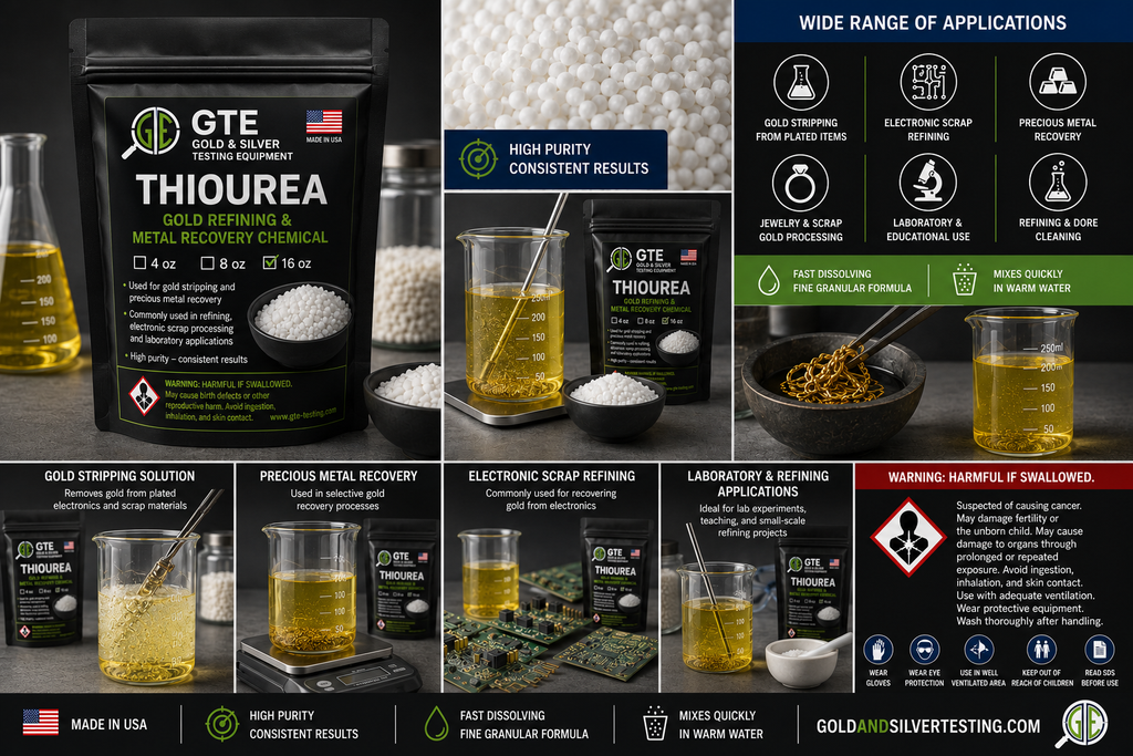 Thiourea 16 oz – Gold Stripping & Precious Metal Refining Chemical