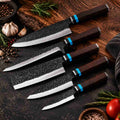5 Piece Hammer Forged Kitchen Knife Set With Rosewood Handle