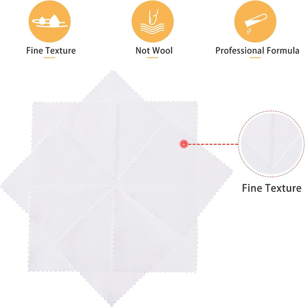 JSP Jewelers Polishing Cloth Wipes – 32-Pack, 3.1'' Square, Lint-Free for Gold, Silver, Brass & More