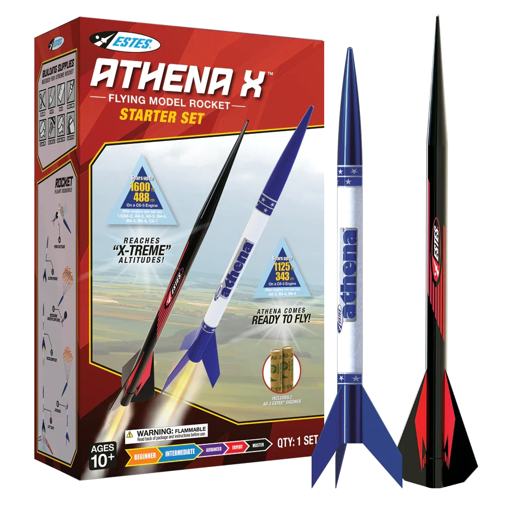 Athena X Starter Set Rocket-Building Kit, Beginner Flying-Rocket-Model Kit for Ages 10+