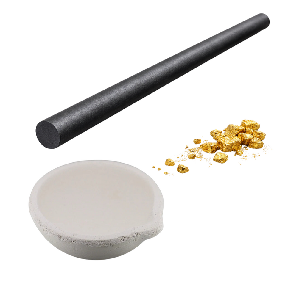 Gold Melting Kit Small Ceramic Crucible + 3/8" Graphite Stirring Rod Refining