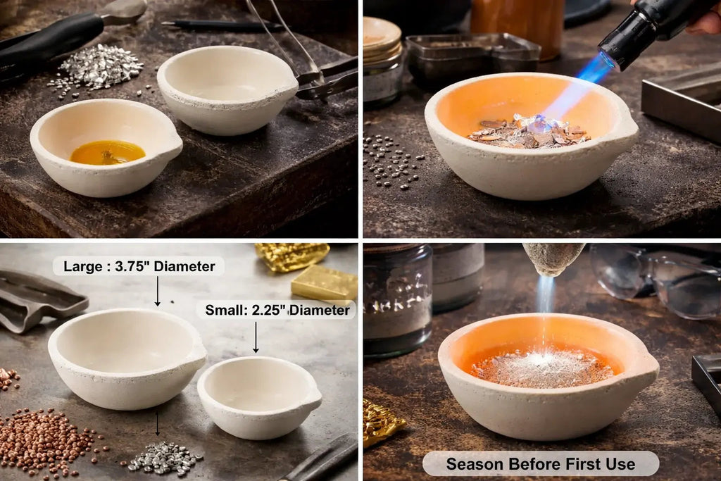 400 Gram Ceramic Alumina Crucible Dish Cup Melting Casting Refining Gold Silver
