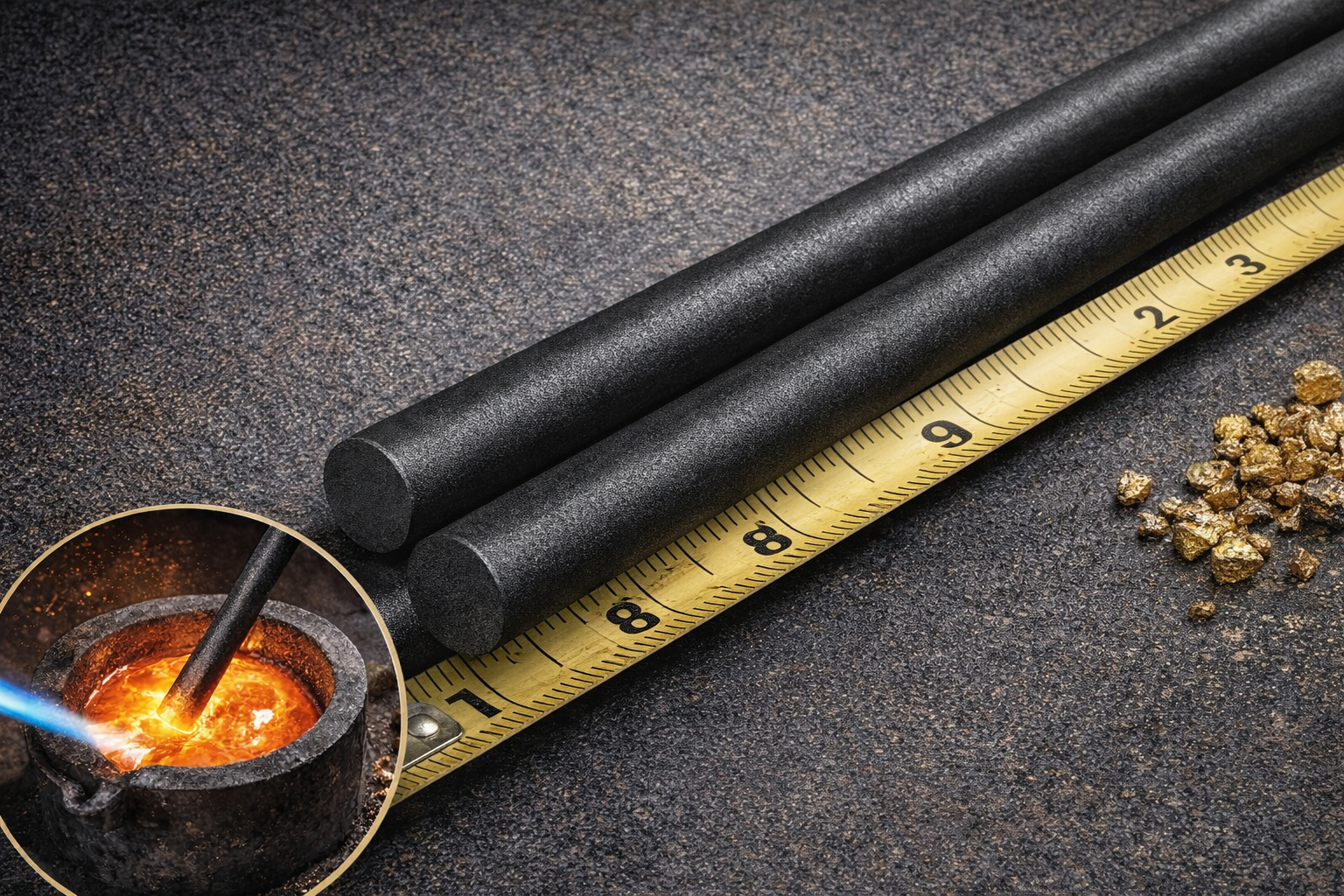 Gold Melting Kit Small Ceramic Crucible + 1/2" Graphite Stirring Rod Refining