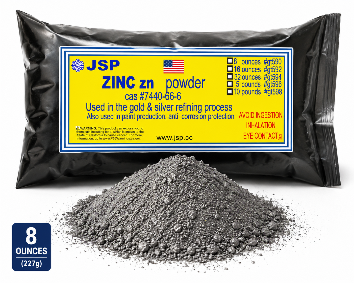 Zinc Powder Gold Silver Recovery Refining Metal Precipitant Zinc Dust Zn Casting