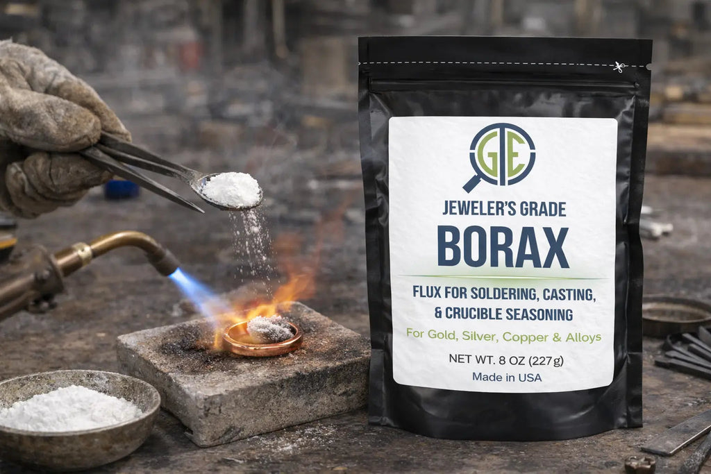 Jeweler’s Grade Borax Flux 8 oz + Ceramic Crucible Gold Silver Glaze Casting Kit