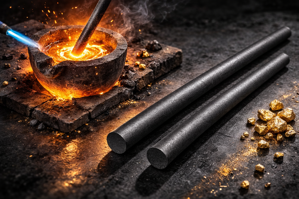 Gold Melting Kit Small Ceramic Crucible + 1/2" Graphite Stirring Rod Refining