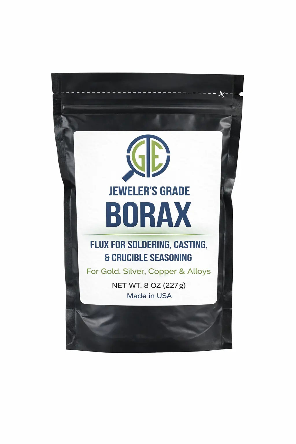 Jeweler’s Grade Borax Flux 8 oz + Ceramic Crucible Gold Silver Glaze Casting Kit