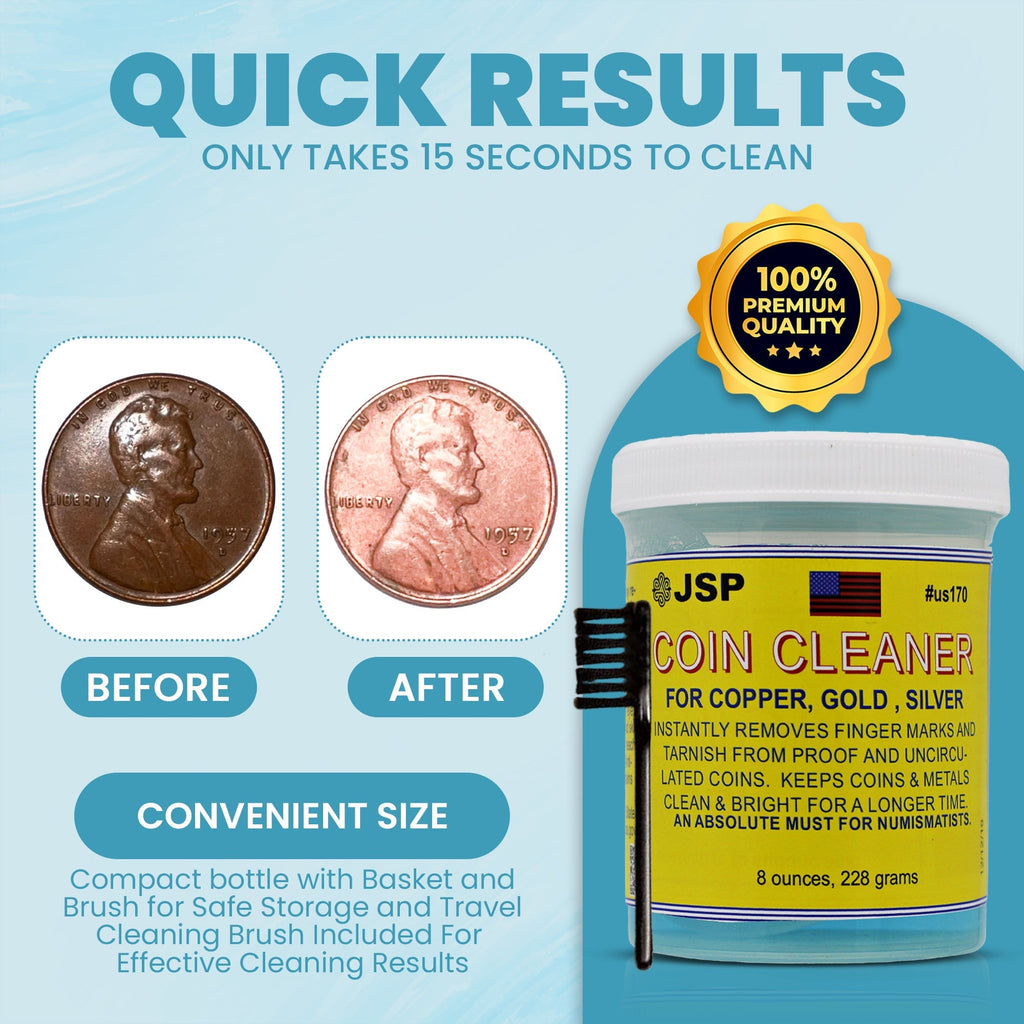 Coin Cleaner JSP Super Coin Cleaner and Duller For Silver, Gold, Bars, Proofs, Copp ...