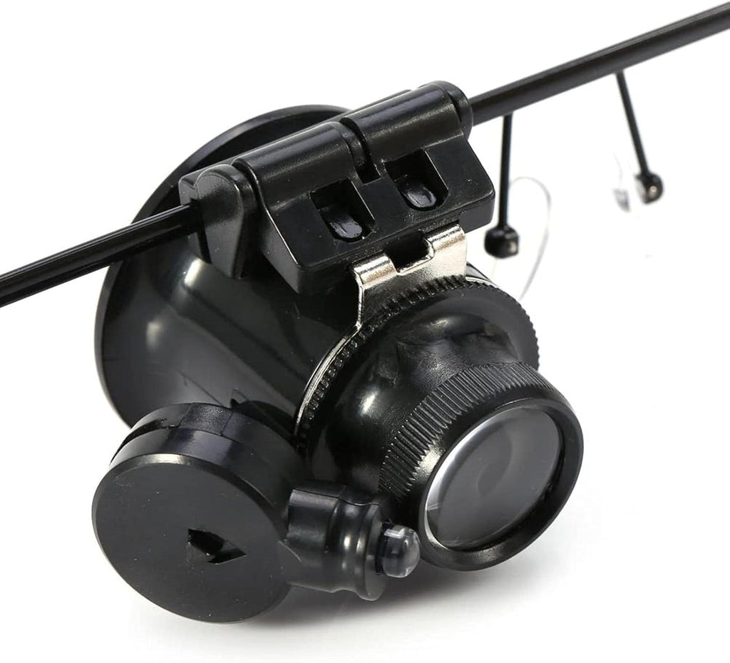 20X LED Lighted Eyeglass Loupe – Dual Magnifying Glasses, Hands-Free Magnifier with Adjustable Lens