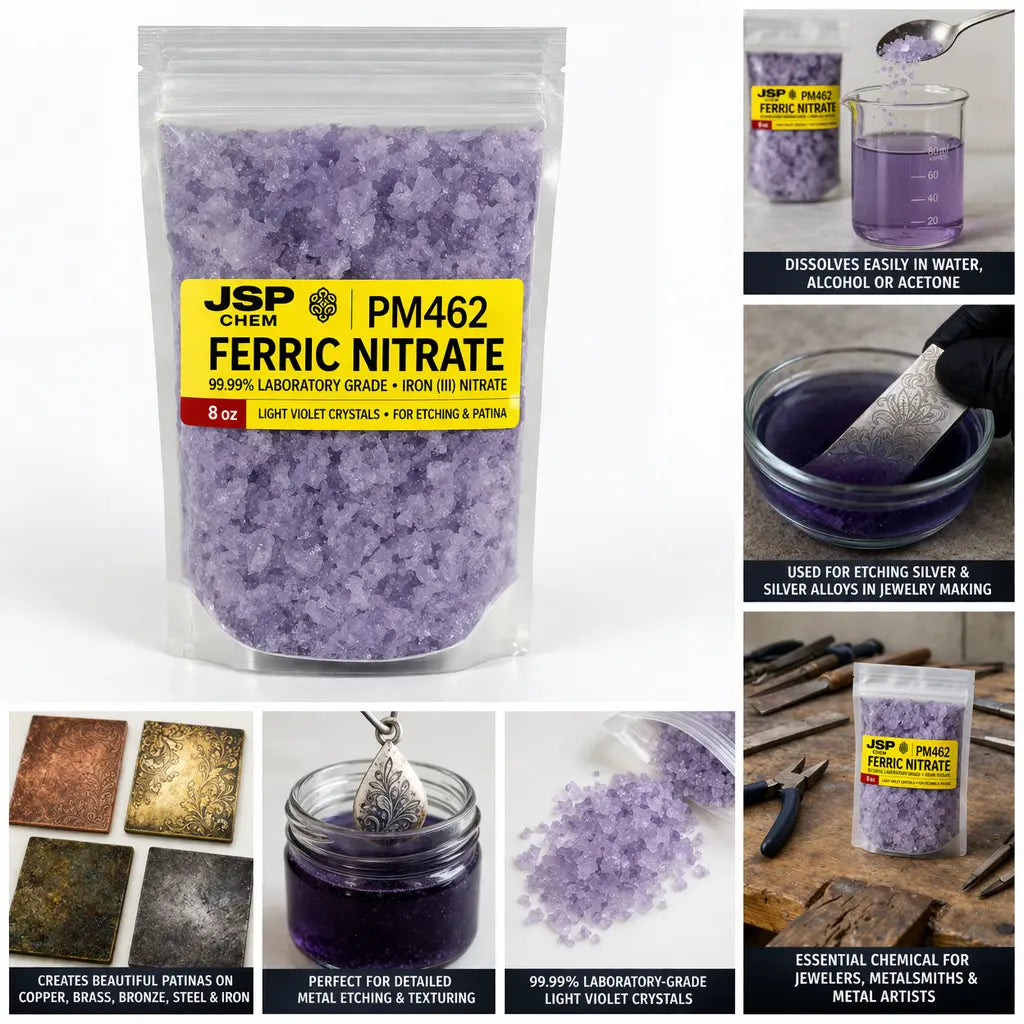 Ferric Nitrate 8 oz (Iron III Nitrate) – Silver Etching & Patina Chemical for Jewelry, Copper, Brass & Metal Finishing