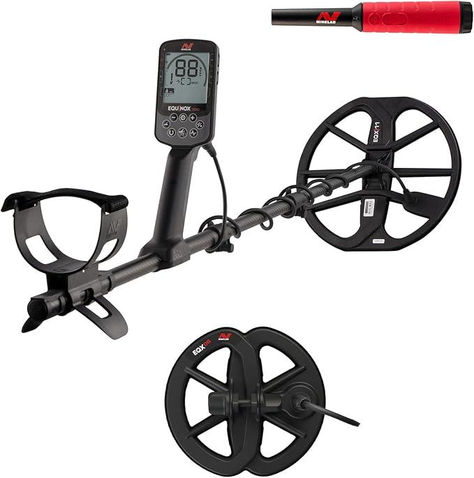 Minelab Equinox 700 Multi-Frequency Collapsible Metal Detector Bundle for Adults with EQX 11" & 6" Waterproof Coils, Wireless Headphones & PRO-FIND 40 Pinpointer