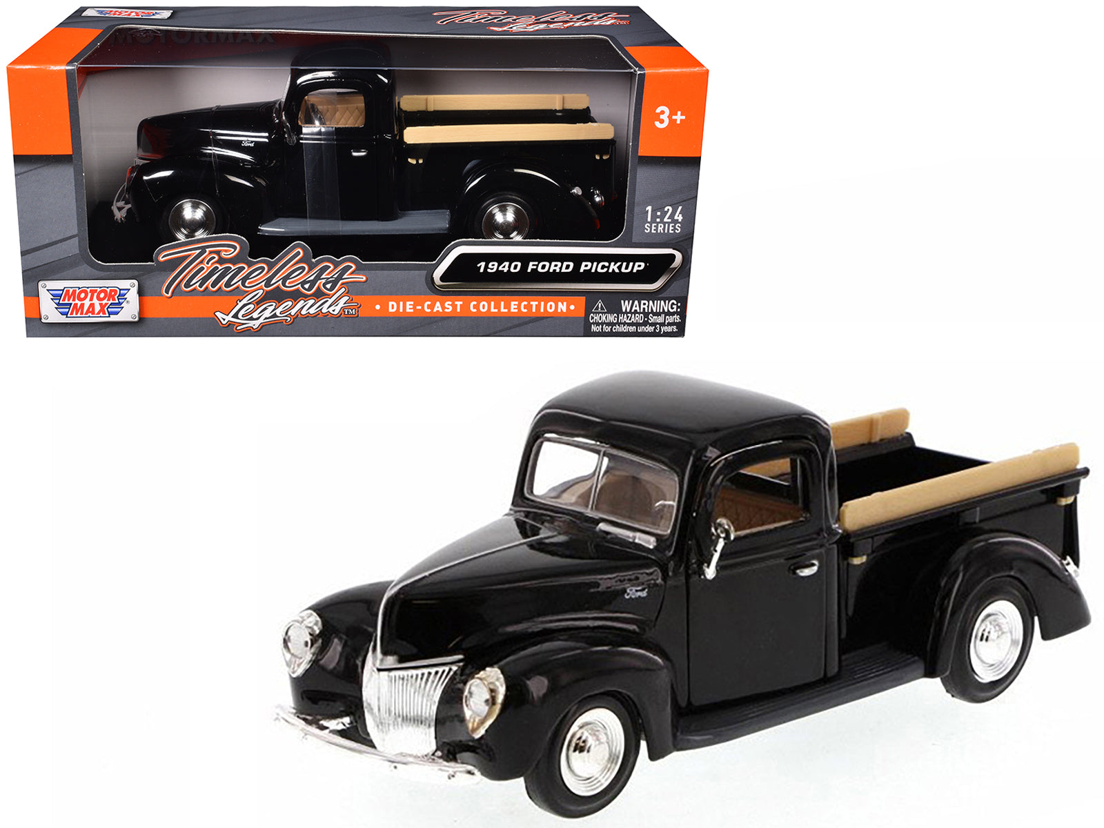 Motormax - 1940 Ford Pickup Truck Black 1/24 Diecast Model Car by Motormax