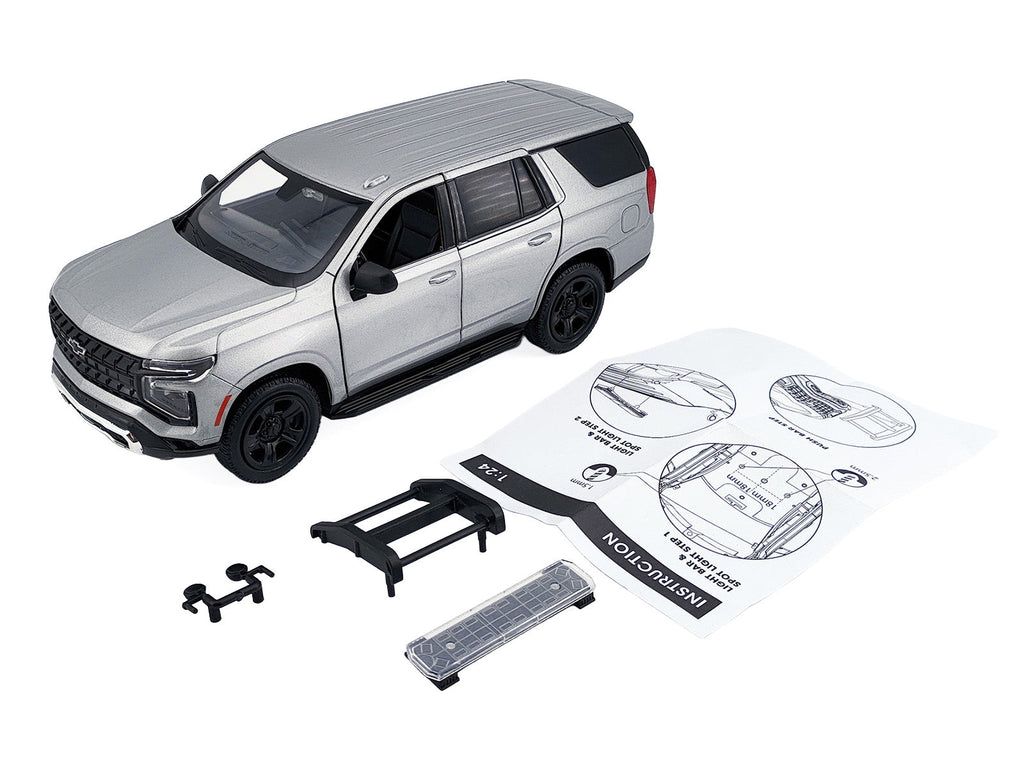 2025 Chevrolet Tahoe PPV Silver Metallic "Custom Builder's Kit - Law Enforcement and Public Service" Series 1/24 Diecast Model Car by Motormax