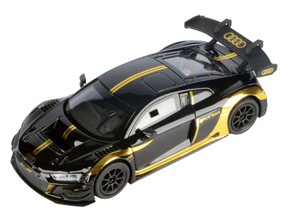 Audi R8 LMS GT3 Black with Gold Stripes and Graphics "Midnight Eclipse" Series 1/24 Diecast Model Car by Motormax