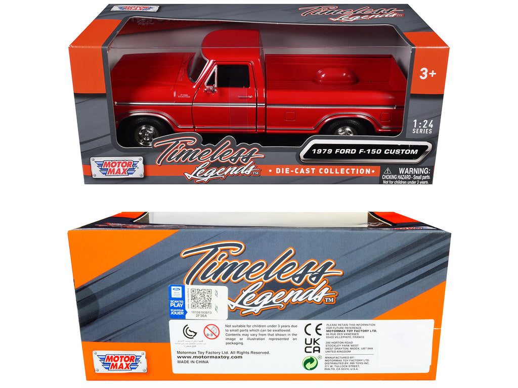 1979 Ford F-150 Custom Pickup Truck Red "Timeless Legends" Series 1/24 Diecast Model Car by Motormax