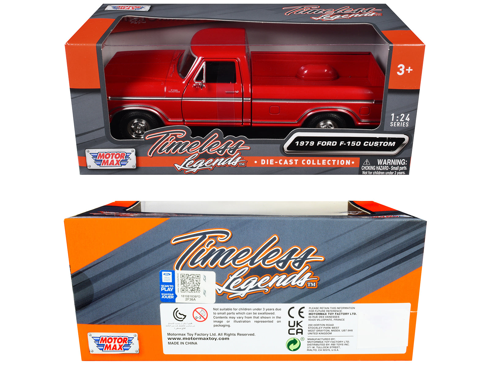 1979 Ford F-150 Custom Pickup Truck Red "Timeless Legends" Series 1/24 Diecast Model Car by Motormax