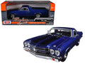 1970 Chevrolet El Camino SS 396 Dark Blue Metallic with Black Stripes 1/24 Diecast Model Car by Motormax