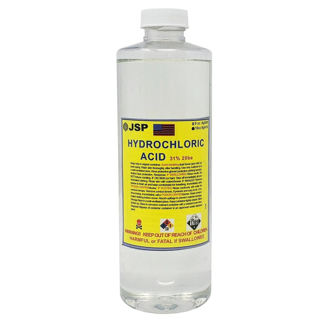 JSP Hydrochloric Acid 31% – 16 oz HCl for Gold Refining & Aqua Regia