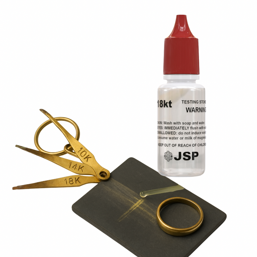 Gold Testing Kit 10K, 14K, 18K Acids, Test Needles & Stone