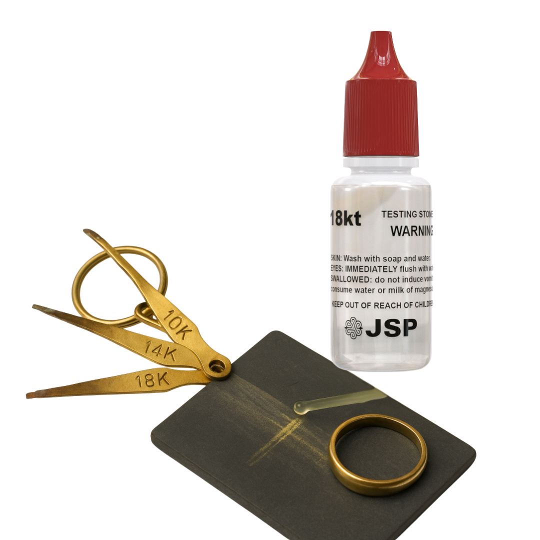 Gold Testing Kit 10K, 14K, 18K Acids, Test Needles & Stone