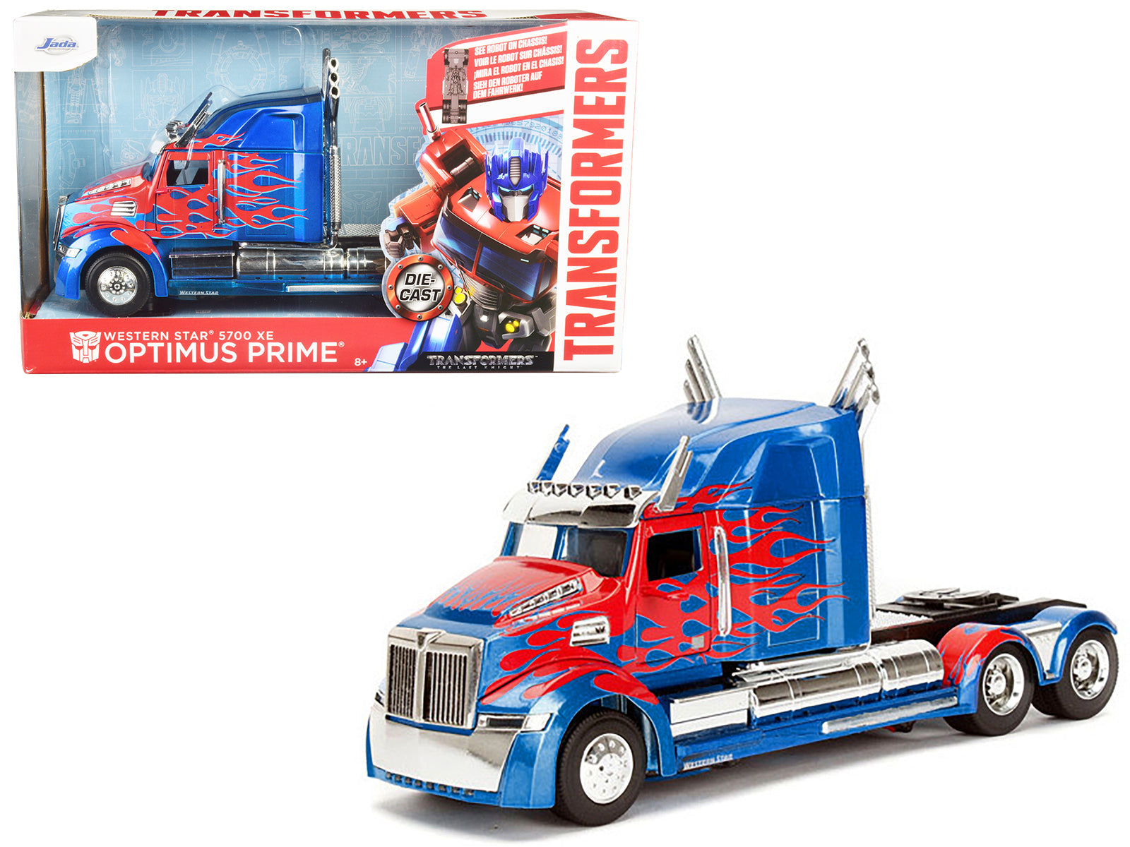 Jada - Western Star 5700 XE Phantom Optimus Prime with Robot on Chassis "Transformers 5" (2017) Movie "Hollywood Rides" Series 1/24 Diecast Model by Jada
