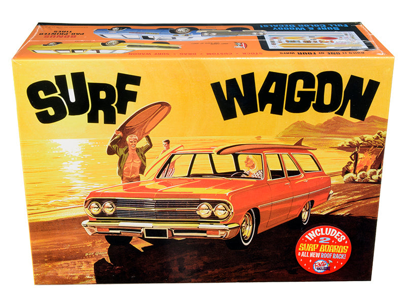 AMT - Skill 2 Model Kit 1965 Chevrolet Chevelle "Surf Wagon" with Two Surf Boards 4 in 1 Kit 1/25 Scale Model