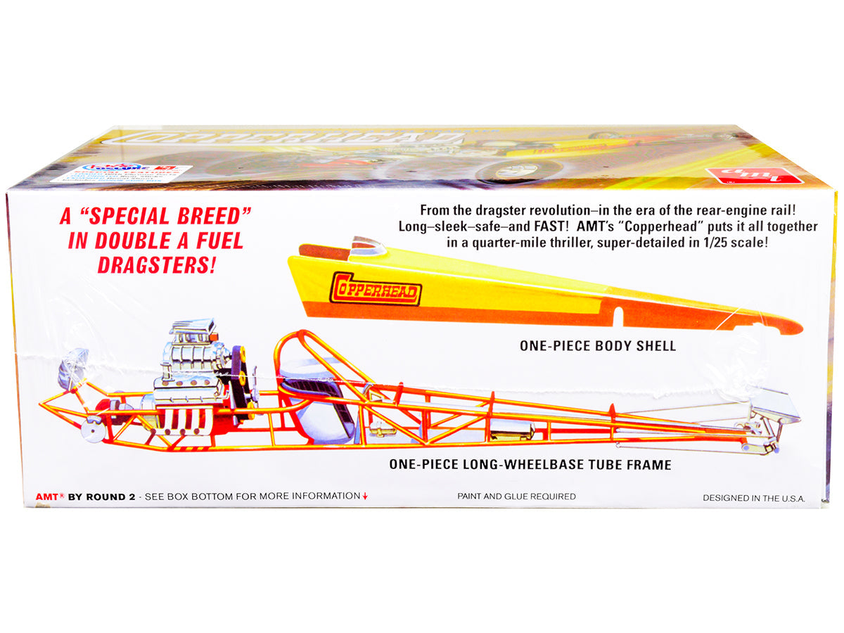 Skill 2 Model Kit 1934 Copperhead Rear-Engine Double A Fuel Dragster 1/25 Scale Model by AMT