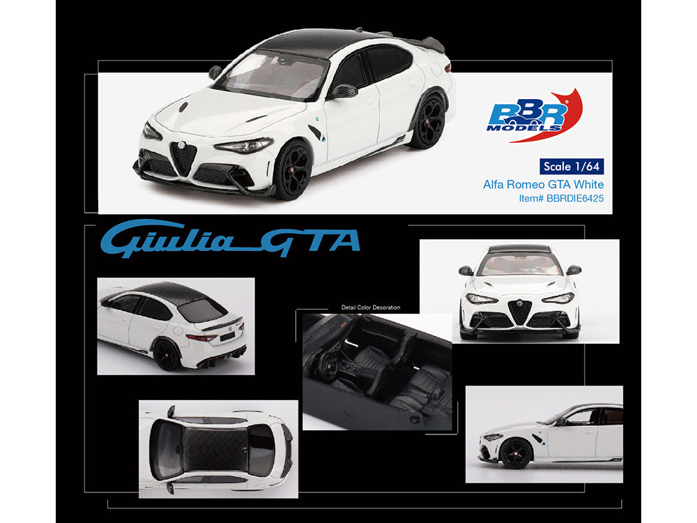BBR - Alfa Romeo Giulia GTA White with Carbon Top 1/64 Diecast Model Car by BBR