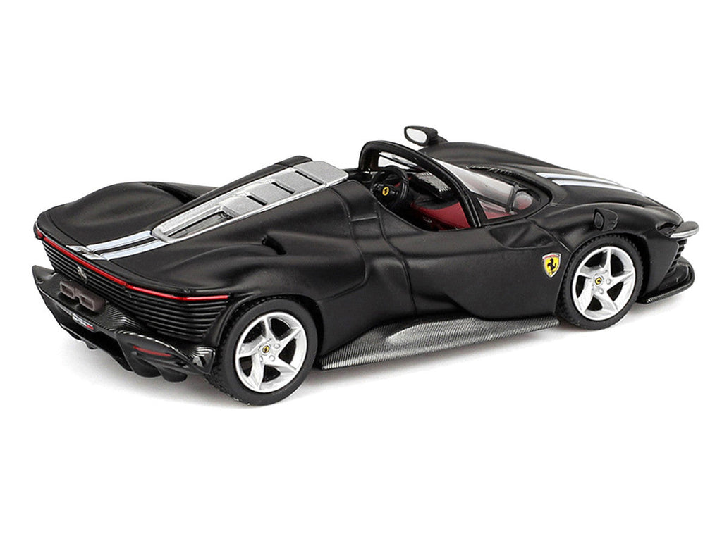 BBR - Ferrari Daytona SP3 Matt Black with White Stripes and Red Interior 1/64 Diecast Model Car by BBR