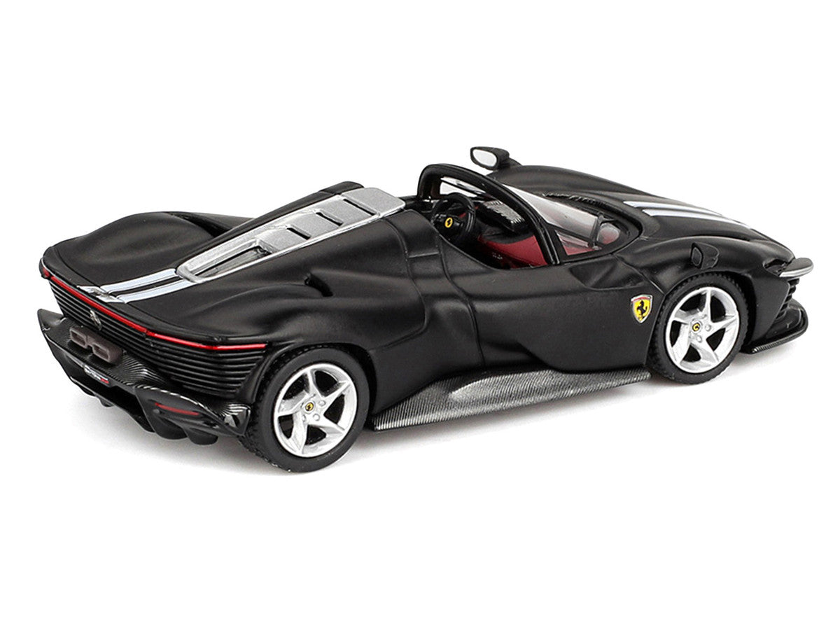 BBR - Ferrari Daytona SP3 Matt Black with White Stripes and Red Interior 1/64 Diecast Model Car by BBR