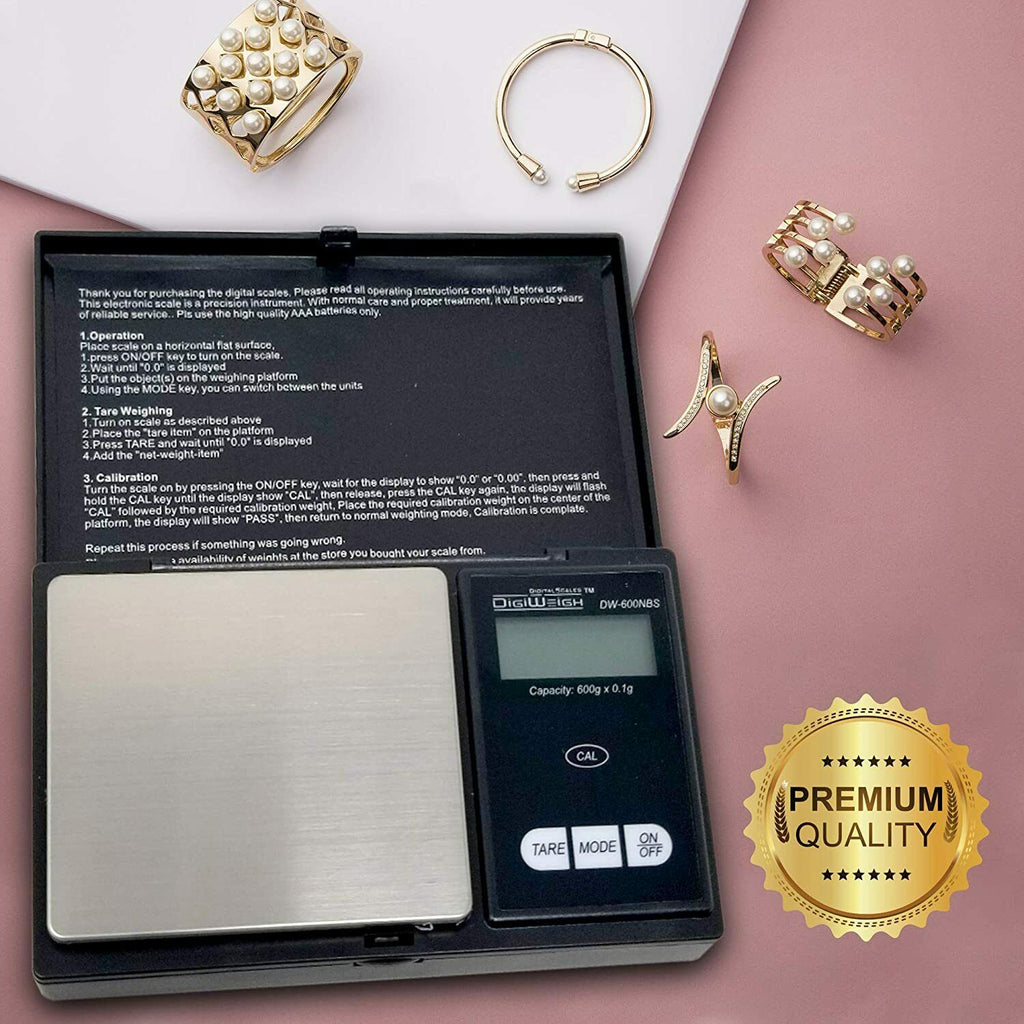 DigiWeigh DW-1000BS Precision Digital Scale – 1000g x 0.1g | Troy, Gram, Ounce, Grain | For Jewelry, Coins, Reloading, Scrap Metals