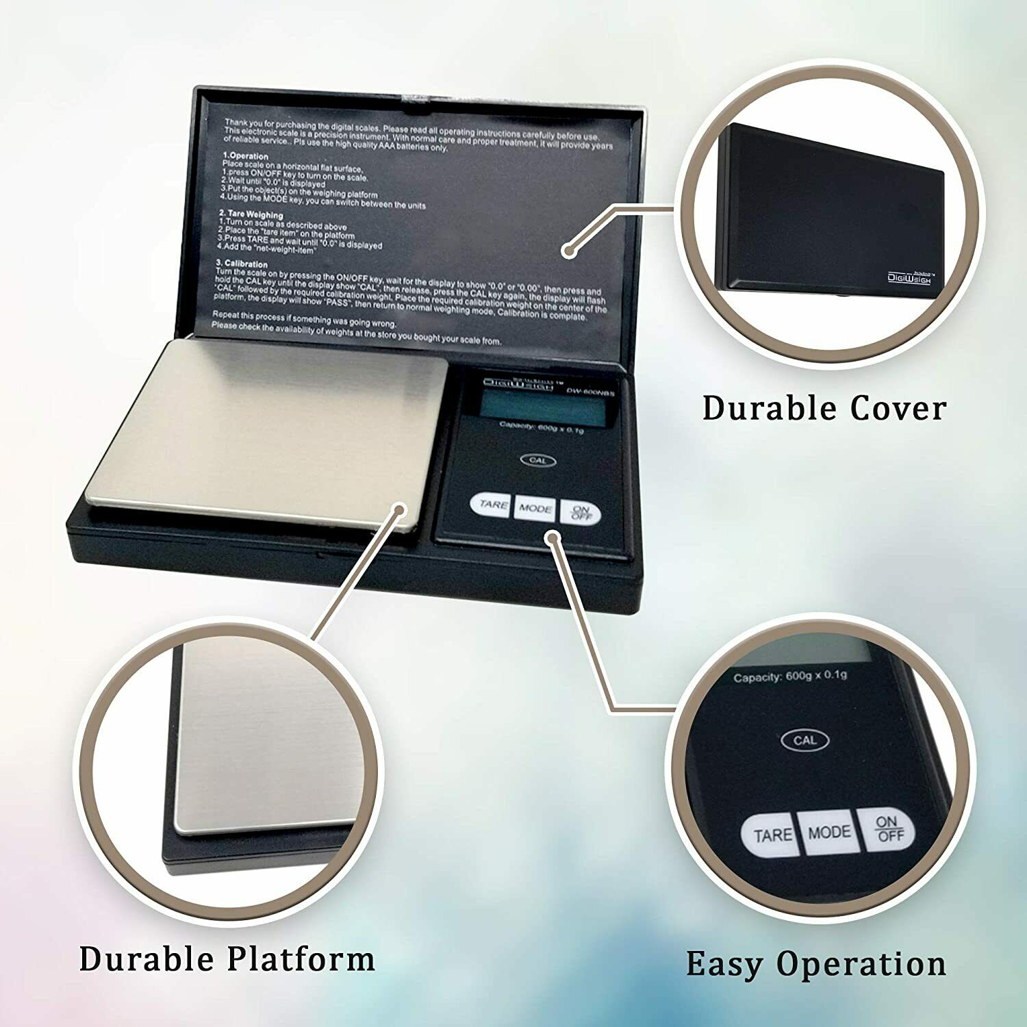 DigiWeigh DW-1000BS Precision Digital Scale – 1000g x 0.1g | Troy, Gram, Ounce, Grain | For Jewelry, Coins, Reloading, Scrap Metals