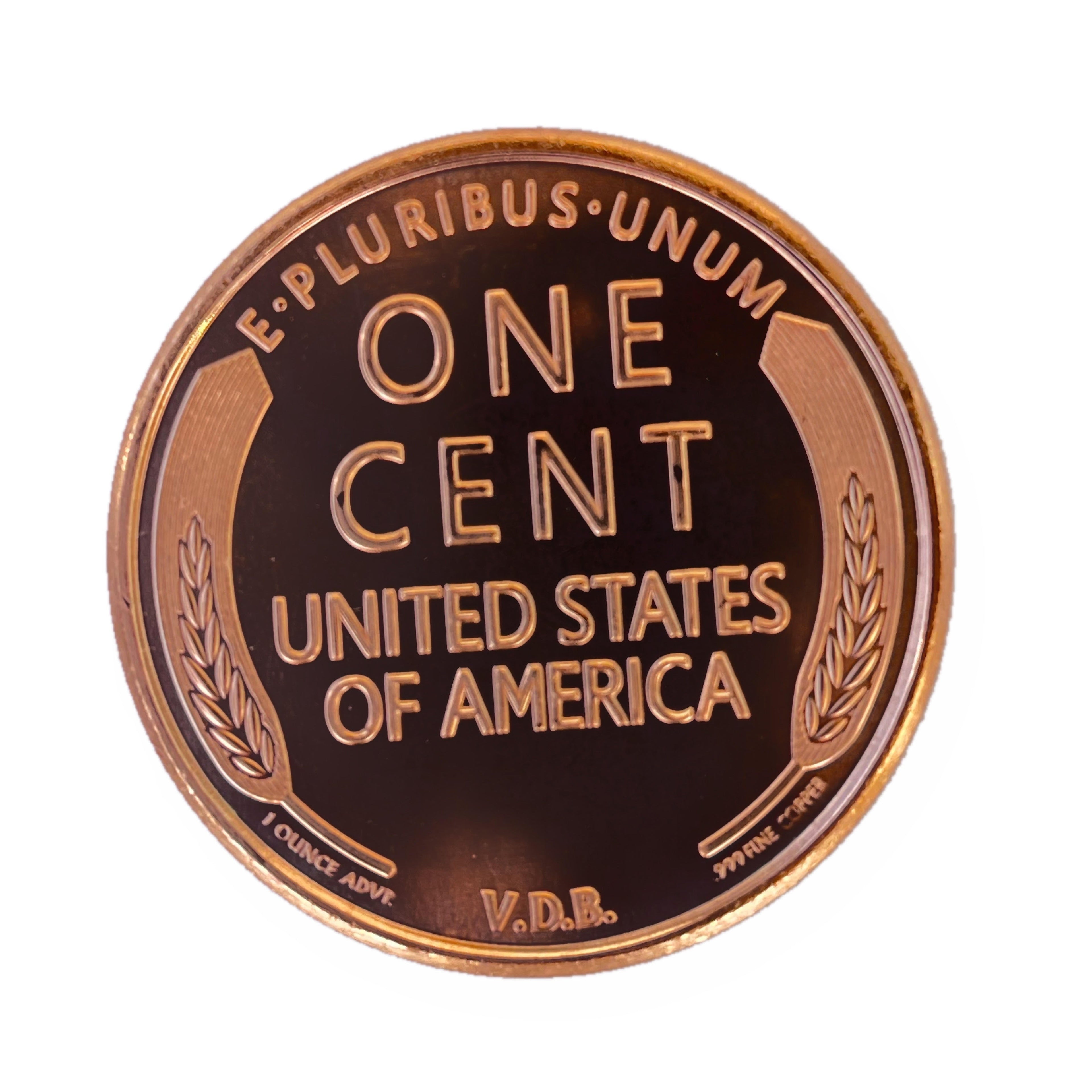1 oz Copper Round - 1909 S VDB Lincoln Wheat Cent